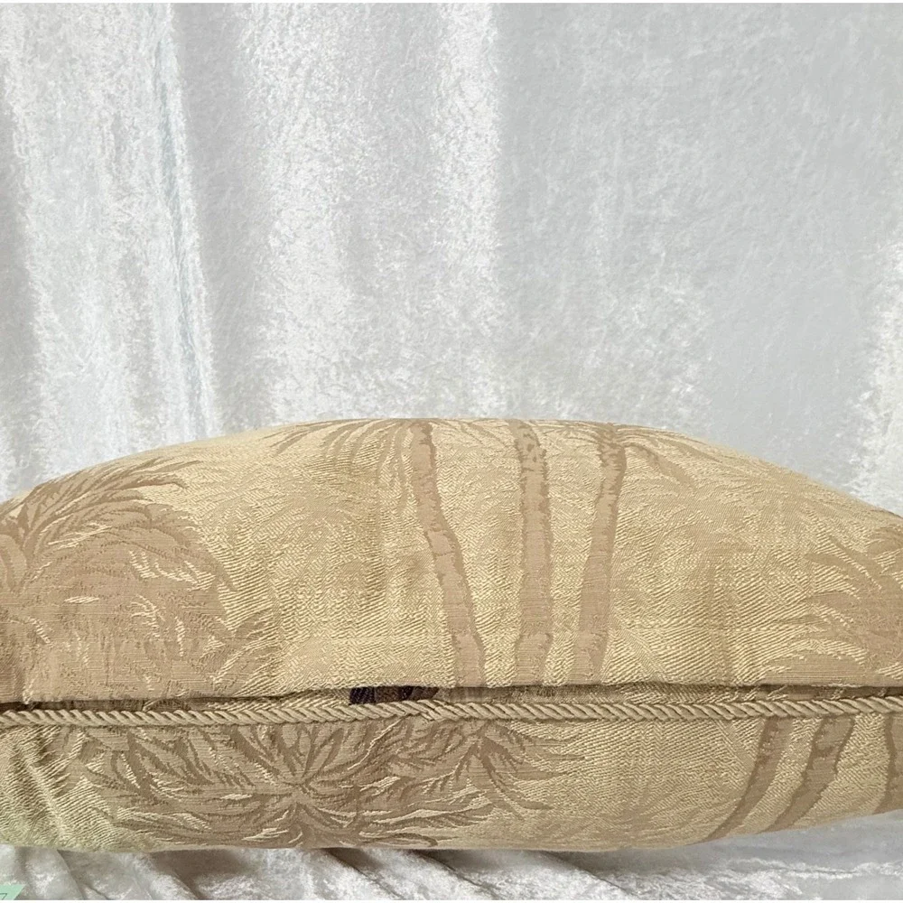 Tropical Monkey Tapestry Throw Pillow Tan Palm Tree Safari Decor Trimmed 18 x 14